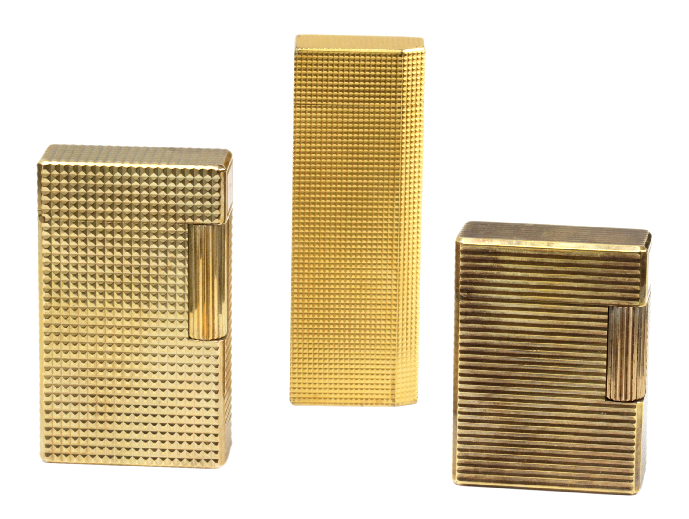 Dupont & Cartier. Collection of six gold plated lighters