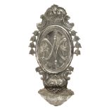 18th century Rococó style silver home stoup with Barcelona and Joan Angeli silversmith hallmarks