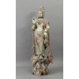 15th century Chinese school. Ming period Guanyin sculpture in carved and polychromed wood