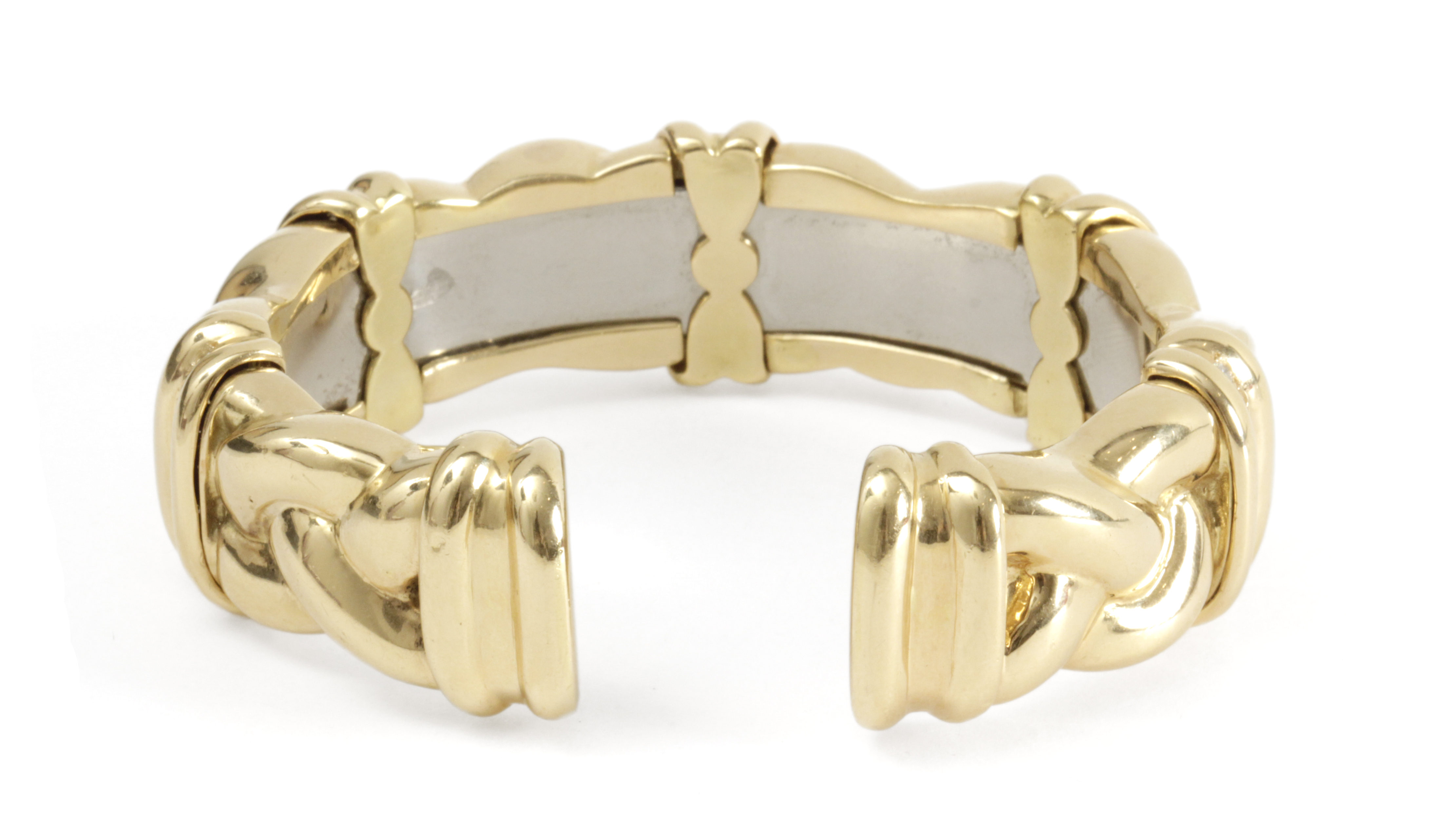 18k. yellow gold and brilliant cut diamonds cuff bracelet - Image 2 of 2