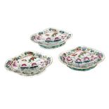 Three 19th century Chinese Qing-Tongzhi Famille Rose porcelain offering trays