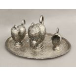 Portuguese silver tea set circa 1836-1938