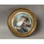 19th century Spanish portrait miniature depicting "Rubens with one of his spouses"