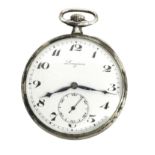 Longines. First quarter of 20th century silver open face pocket watch