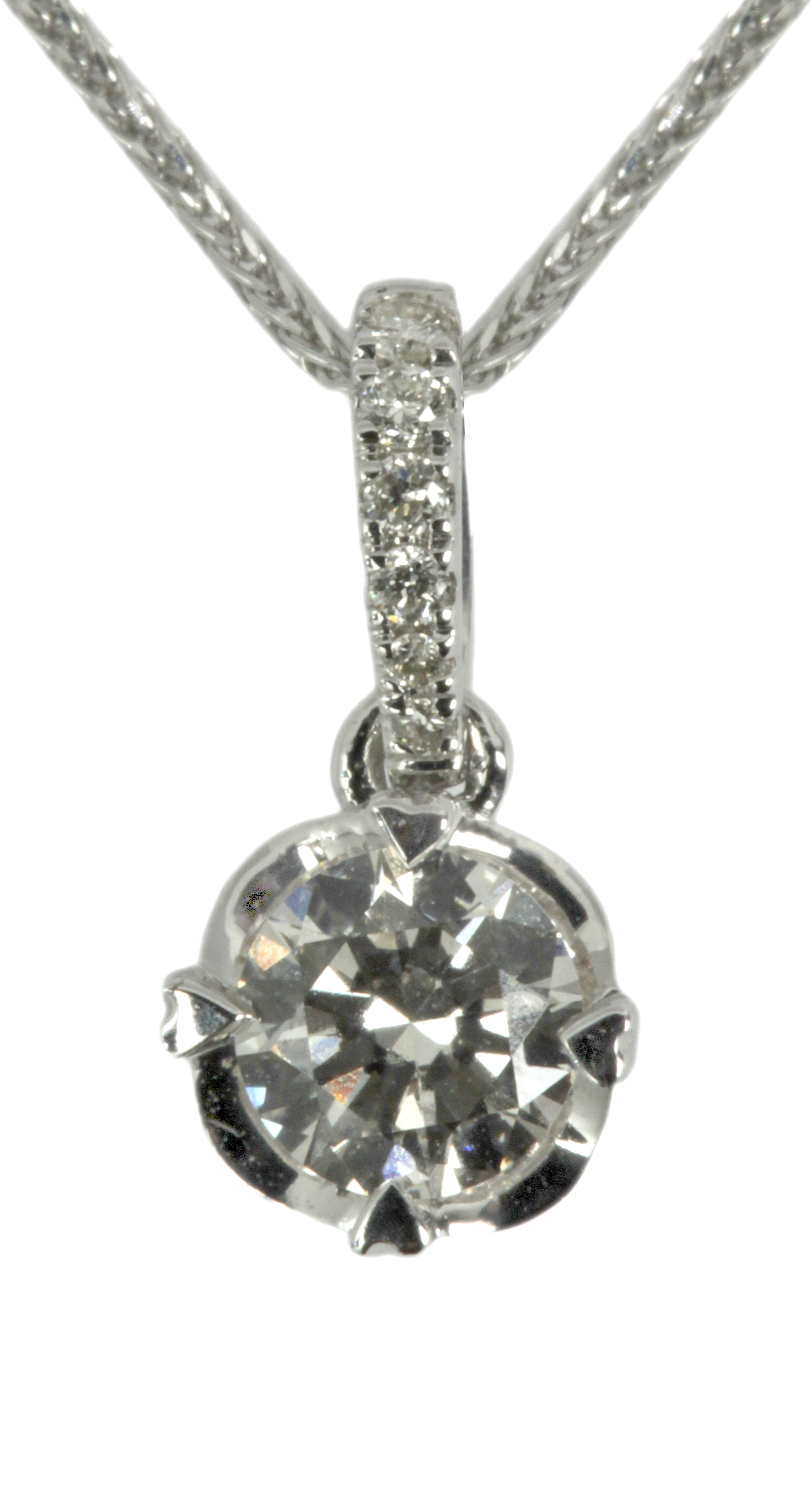 18k. white gold solitaire pendant with brilliant cut diamonds