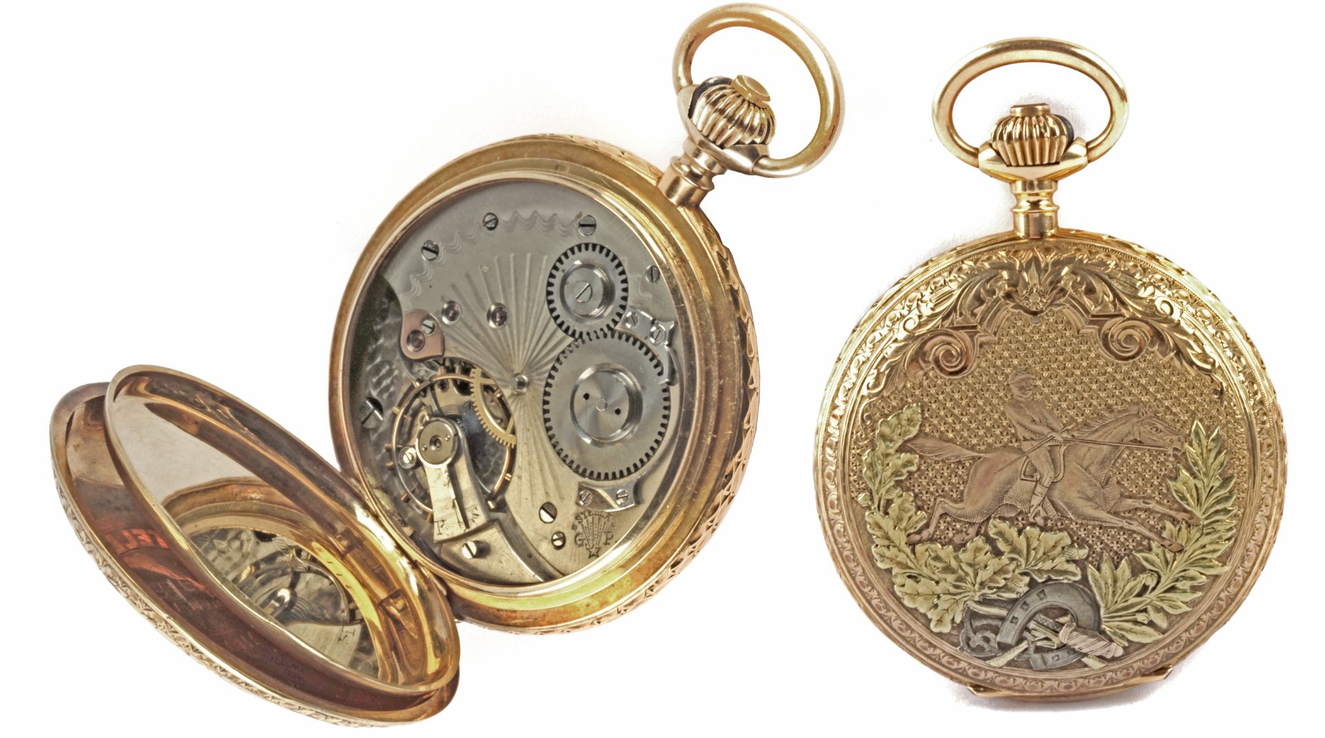 Girard Perregaux & Co. 19th century 18k. yellow gold double hunter pocket watch - Bild 2 aus 2