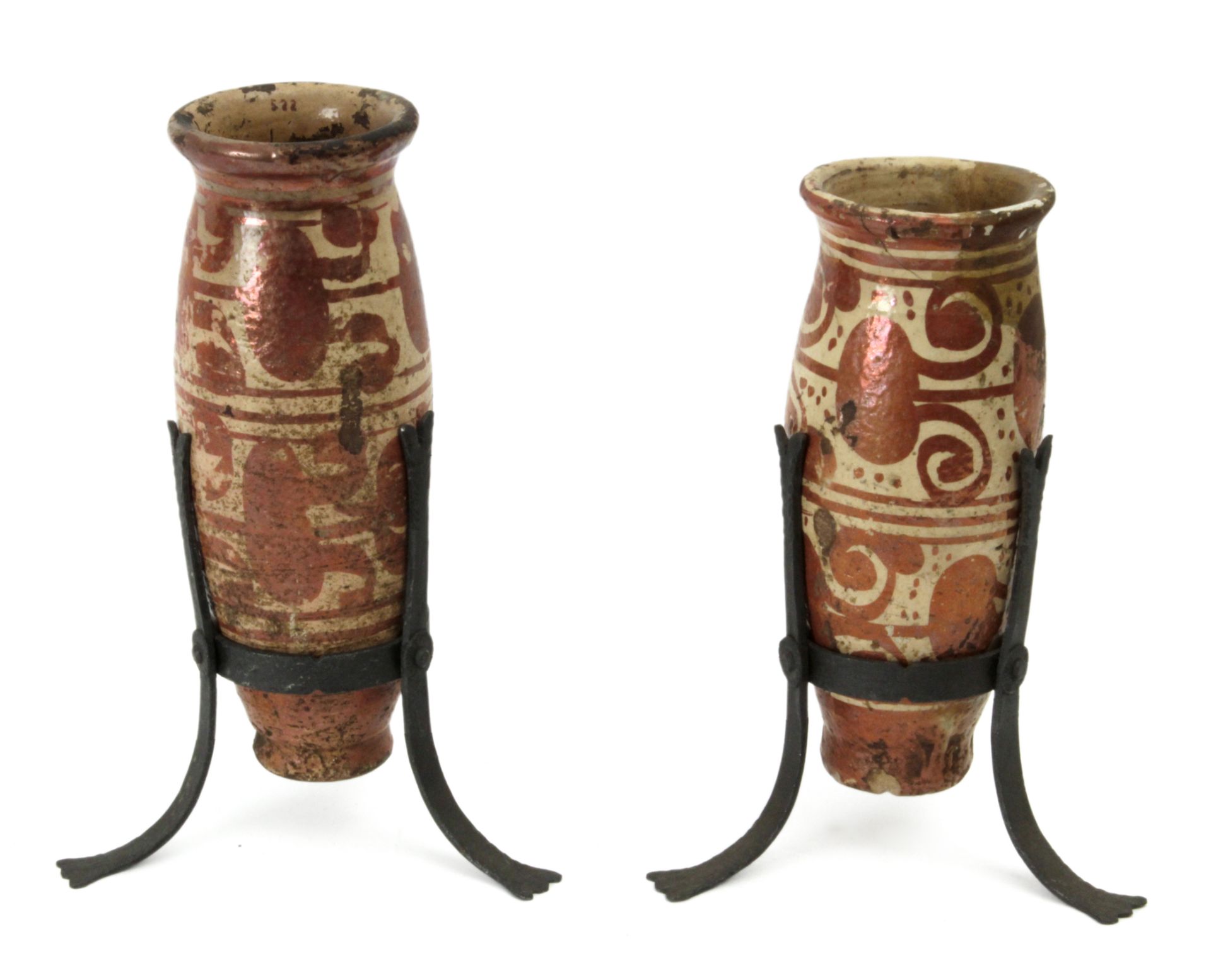 Pair of 18th century honey pots in Manises tin-glazed pottery