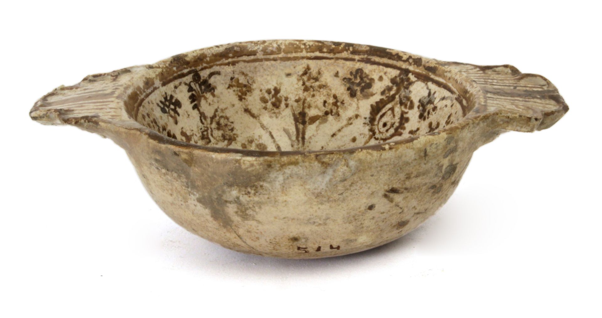 2nd. quarter of 15th century double-ear porringer in Manises tin-glazed pottery - Bild 2 aus 2