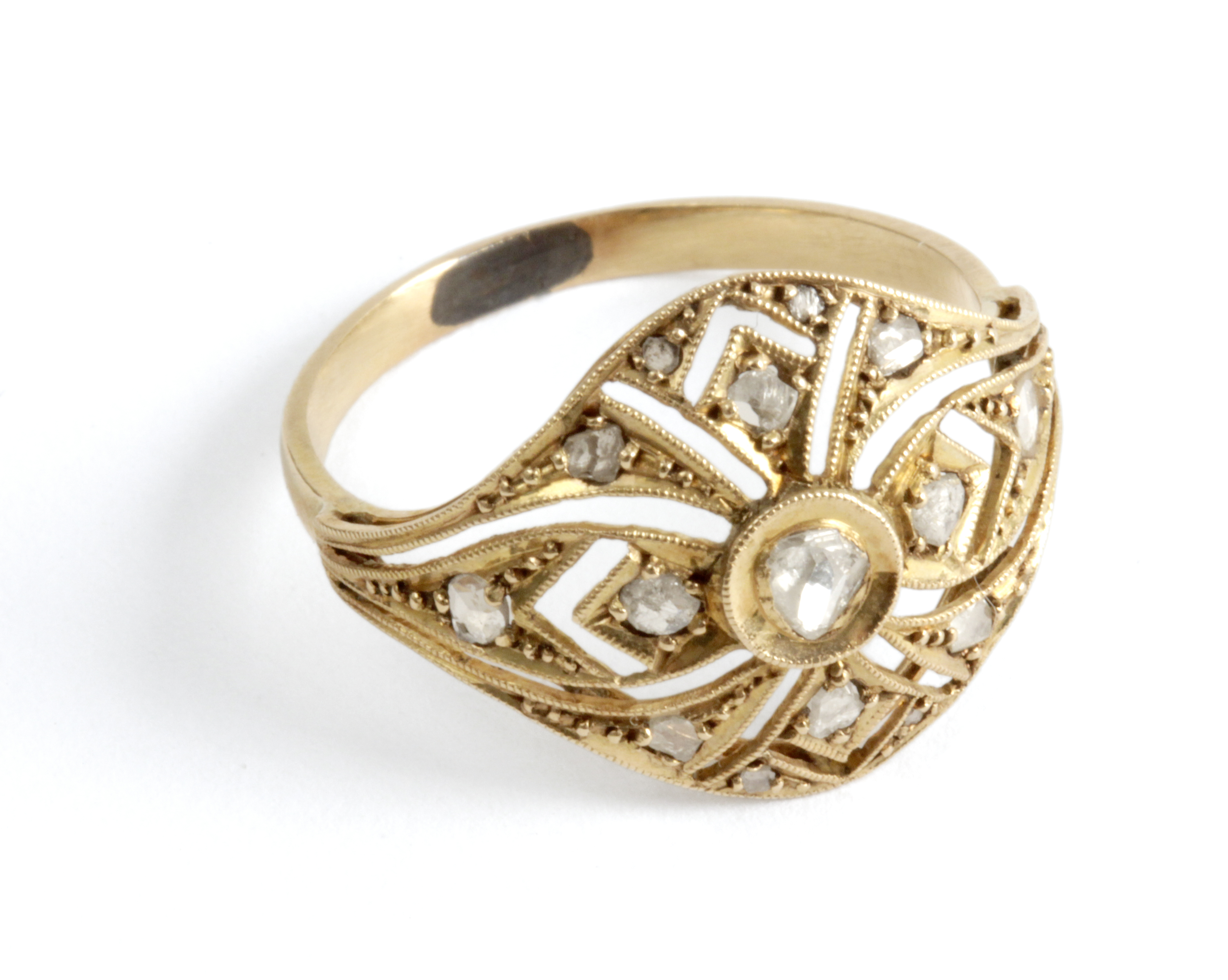 18k. yellow gold and rose cut diamonds Art-Déco ring - Image 2 of 3