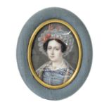 19th-20th centuries Spanish portrait miniature of a lady