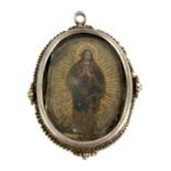 18th century Spanish silver reliquary pendant