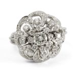 Platinum and brilliant cut diamonds bombe ring circa 1950