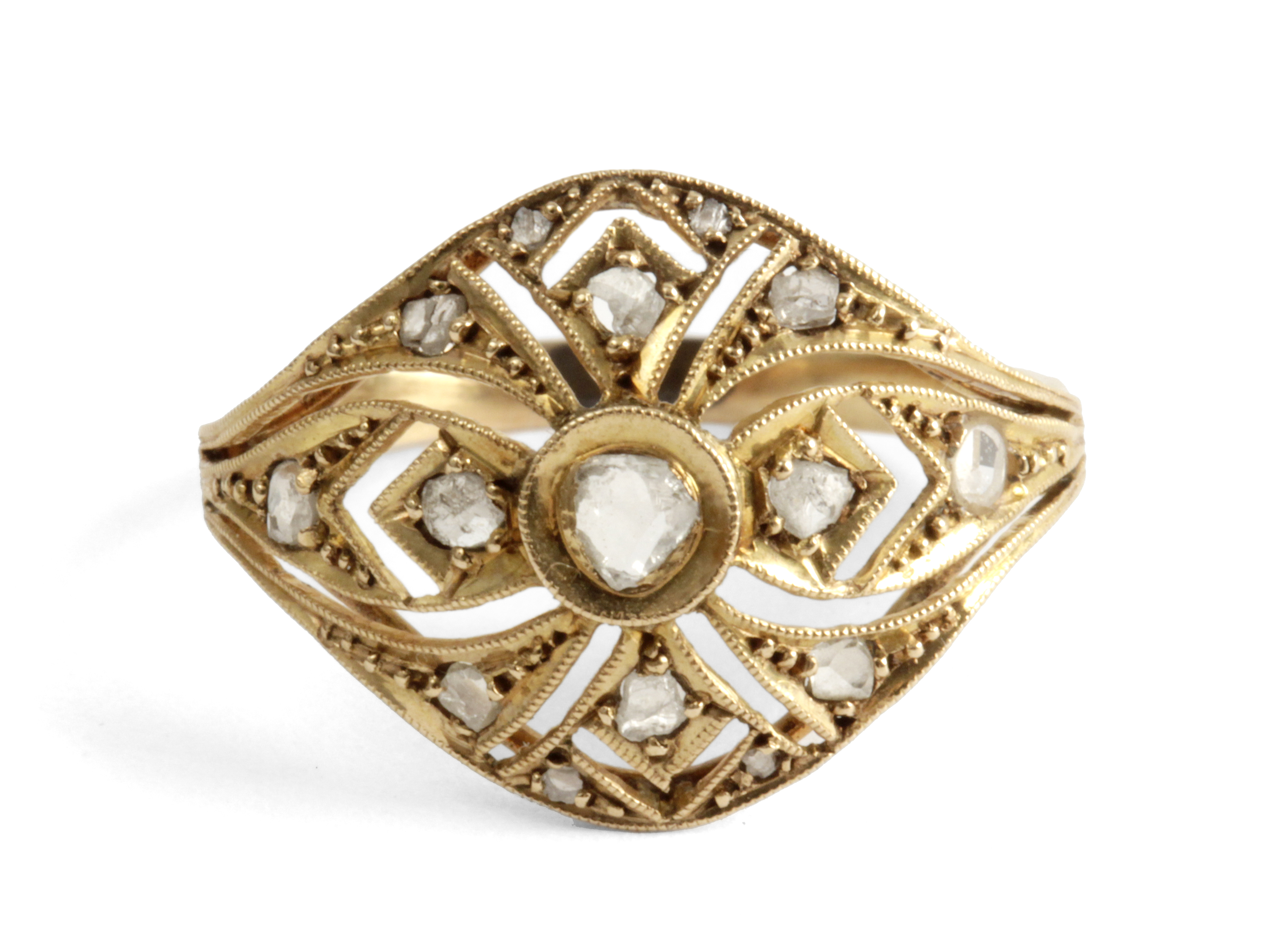 18k. yellow gold and rose cut diamonds Art-Déco ring