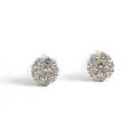 18k. white gold and brilliant cut diamonds cluster earrings