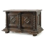 Carved pine chest with marquetry, Spanish 16th century and after
