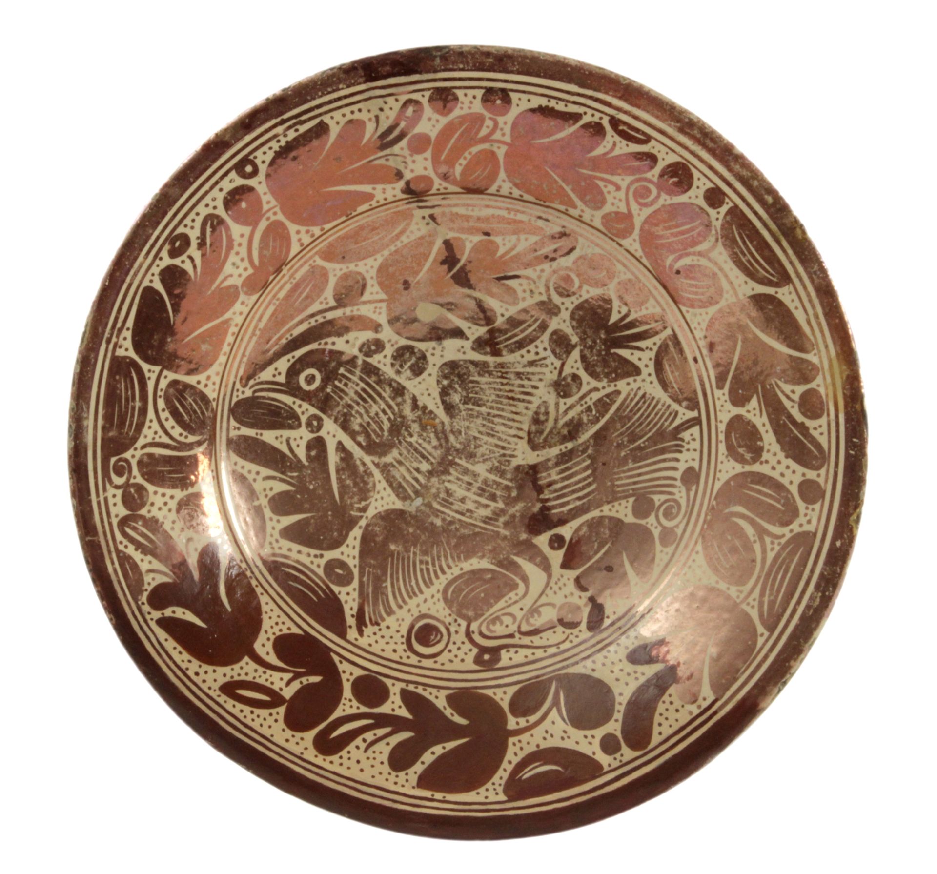 17th century decorative dish in Manises tin-glazed pottery