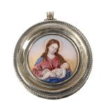 Masriera & Carreras. Silver and enamel devotional medal