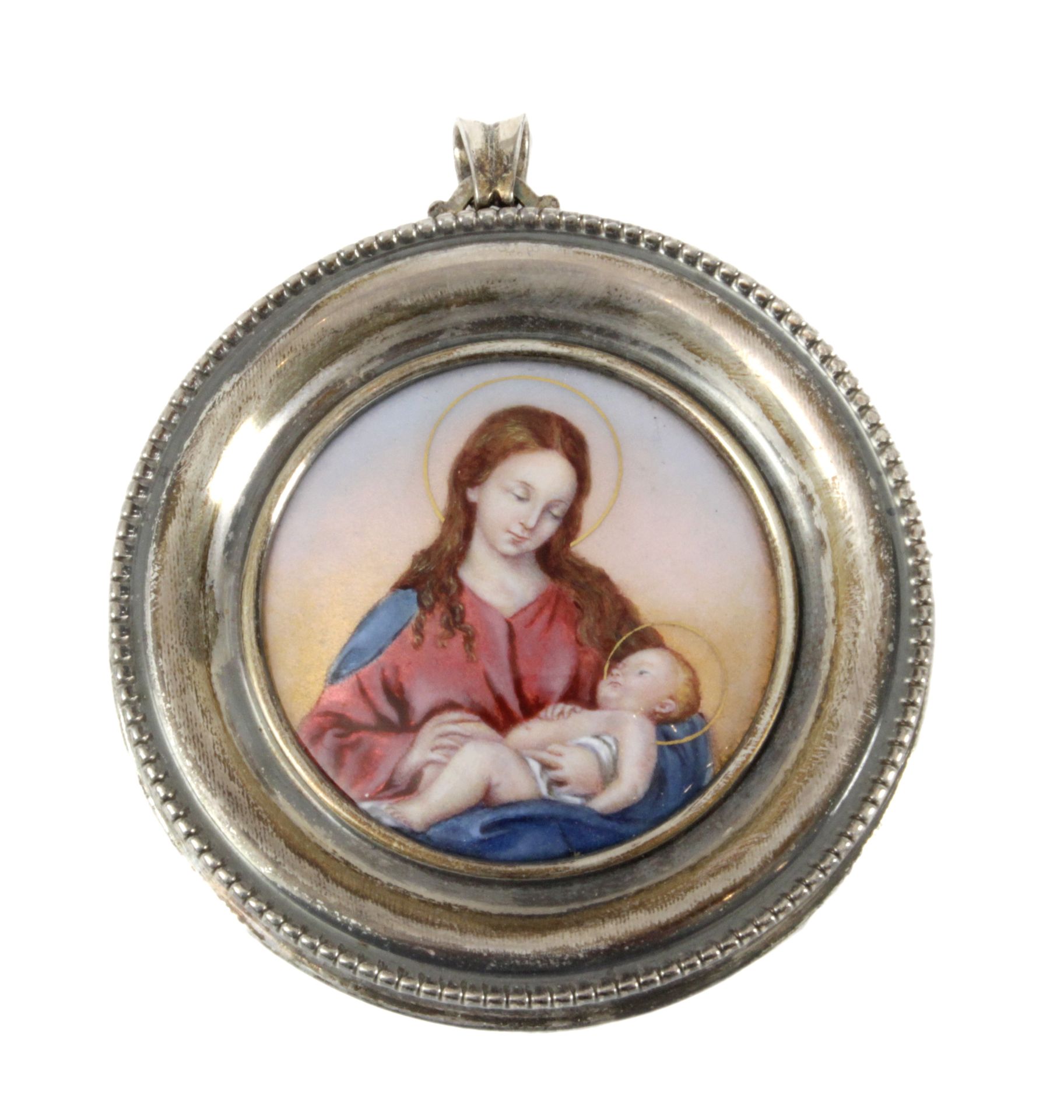 Masriera & Carreras. Silver and enamel devotional medal