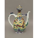 Early 20th century Chinese Qing teapot in blue and white porcelain