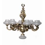 Bronze and glass chandelier circa 1900