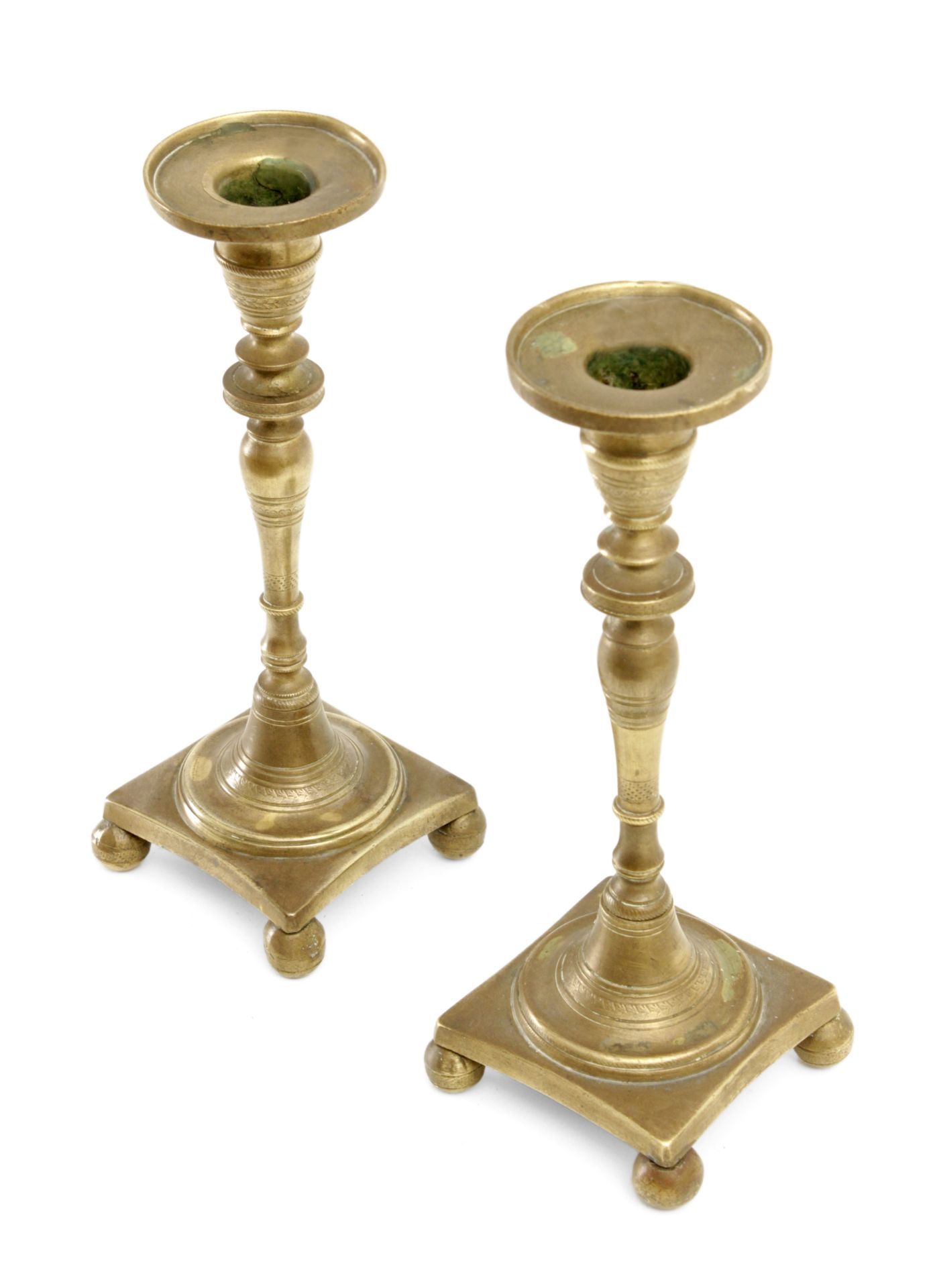 Pair of 18th century Catalan gilt bronze candlesticks