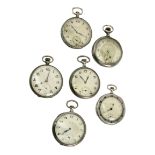 Collection of six silver pocket watches