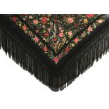 20th century Manila shawl in embroidered silk