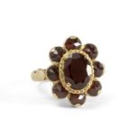First half of 20th century 18k. yellow gold and garnets cluster ring