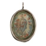 18th century Spanish silver reliquary pendant