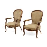 Pair of 19th century Victorian era English mahogany armchairs