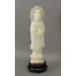 Chinese school circa 1950. Carved jadeite Guanyin figure