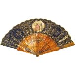 19th century Chinese Export carved antler fan for European trade