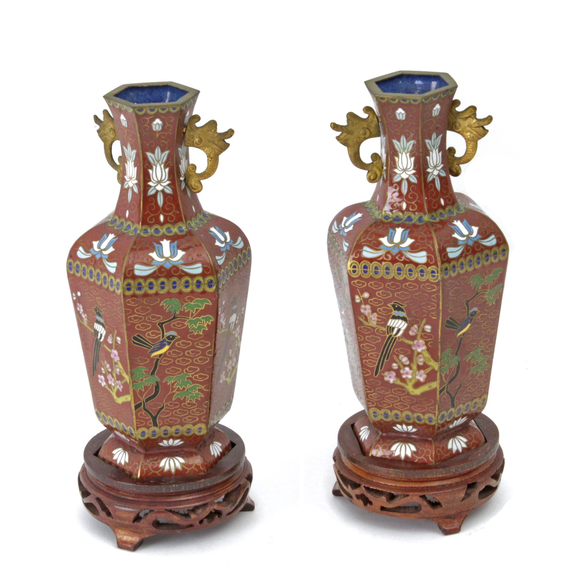 A pair of 20th century Chinese vases in bronze with cloisonné enamel - Image 2 of 5