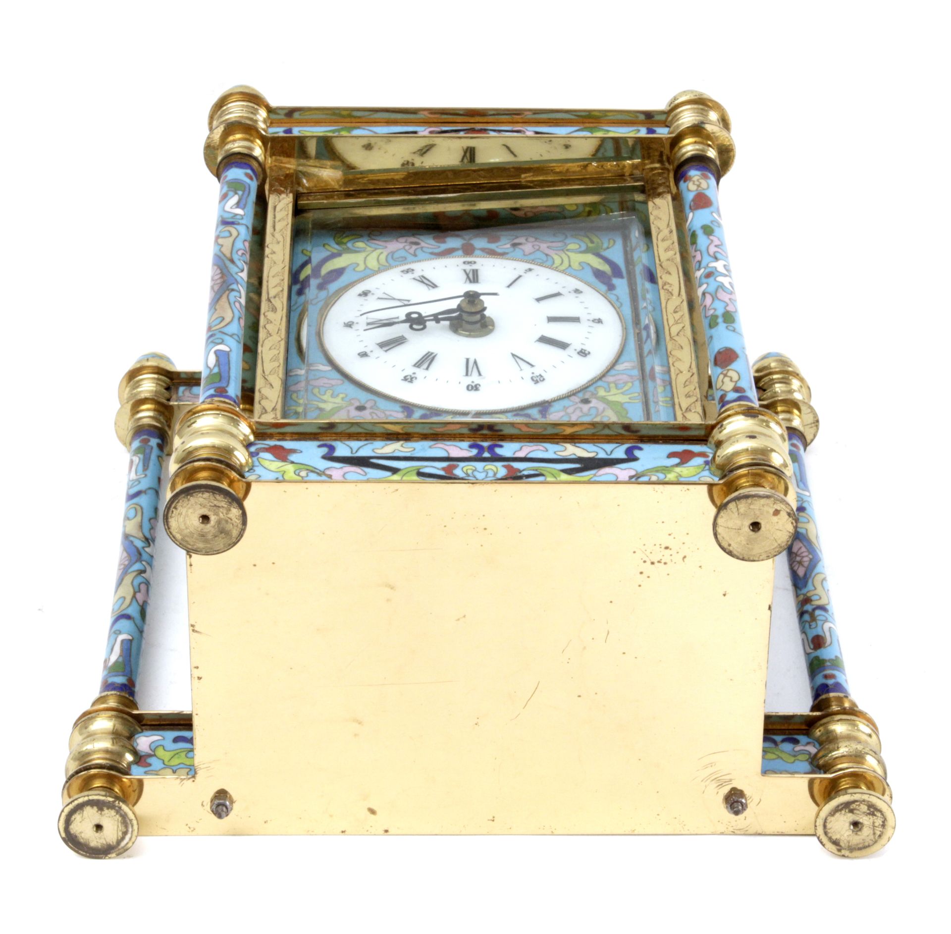 A 20th century Chinese mantel clock in gilt brass and cloisonné enamel - Bild 4 aus 5