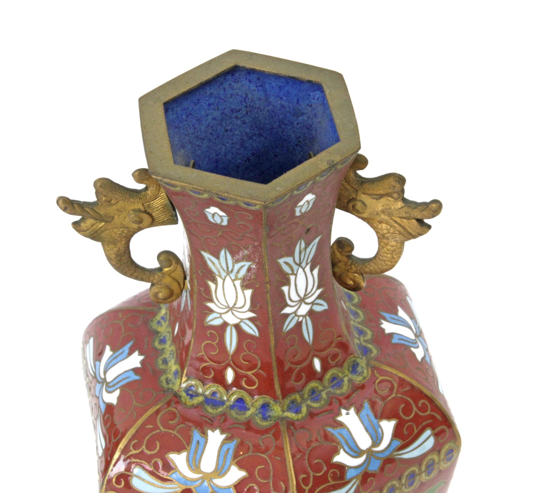A pair of 20th century Chinese vases in bronze with cloisonné enamel - Image 3 of 5