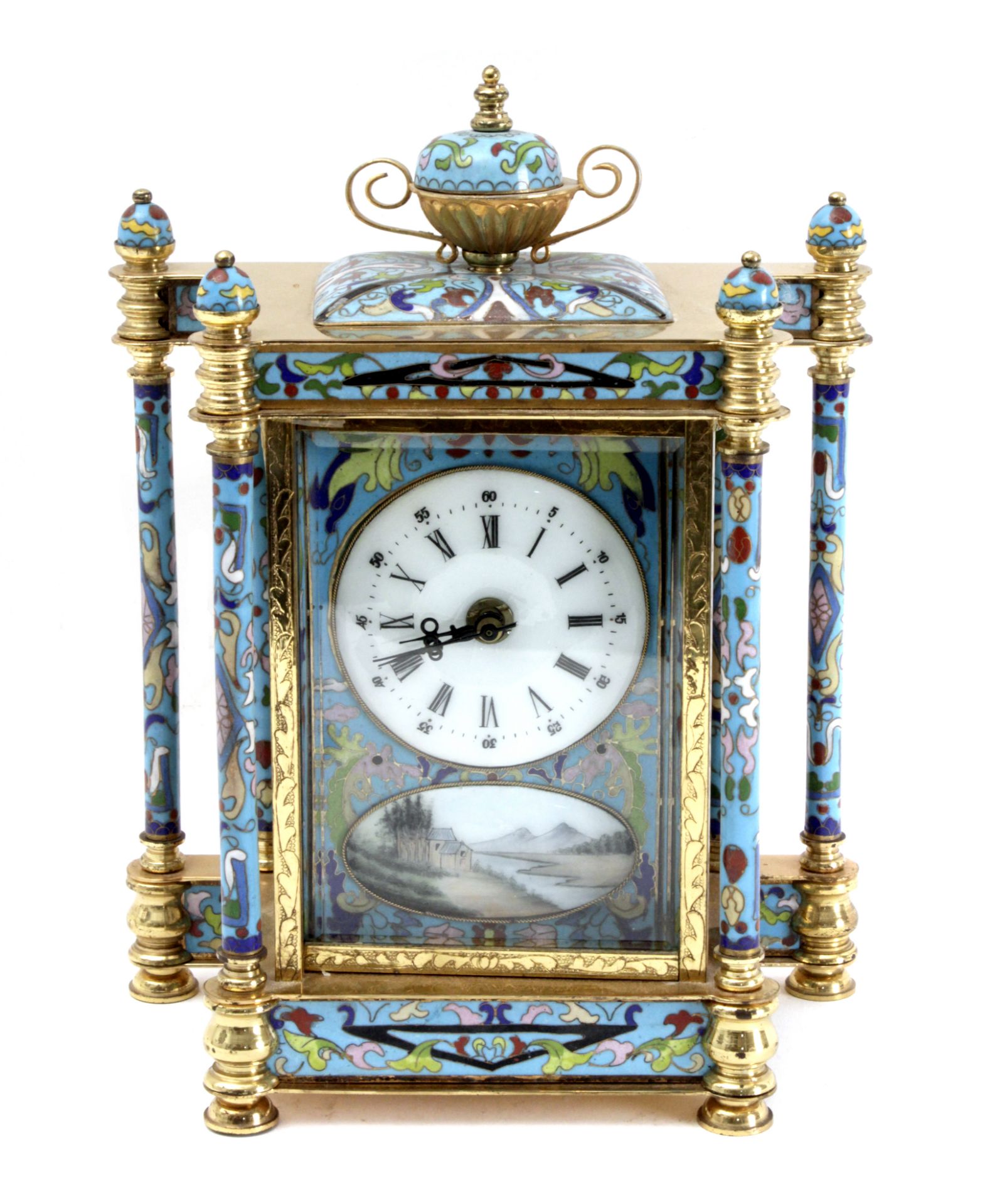 A 20th century Chinese mantel clock in gilt brass and cloisonné enamel - Bild 2 aus 5