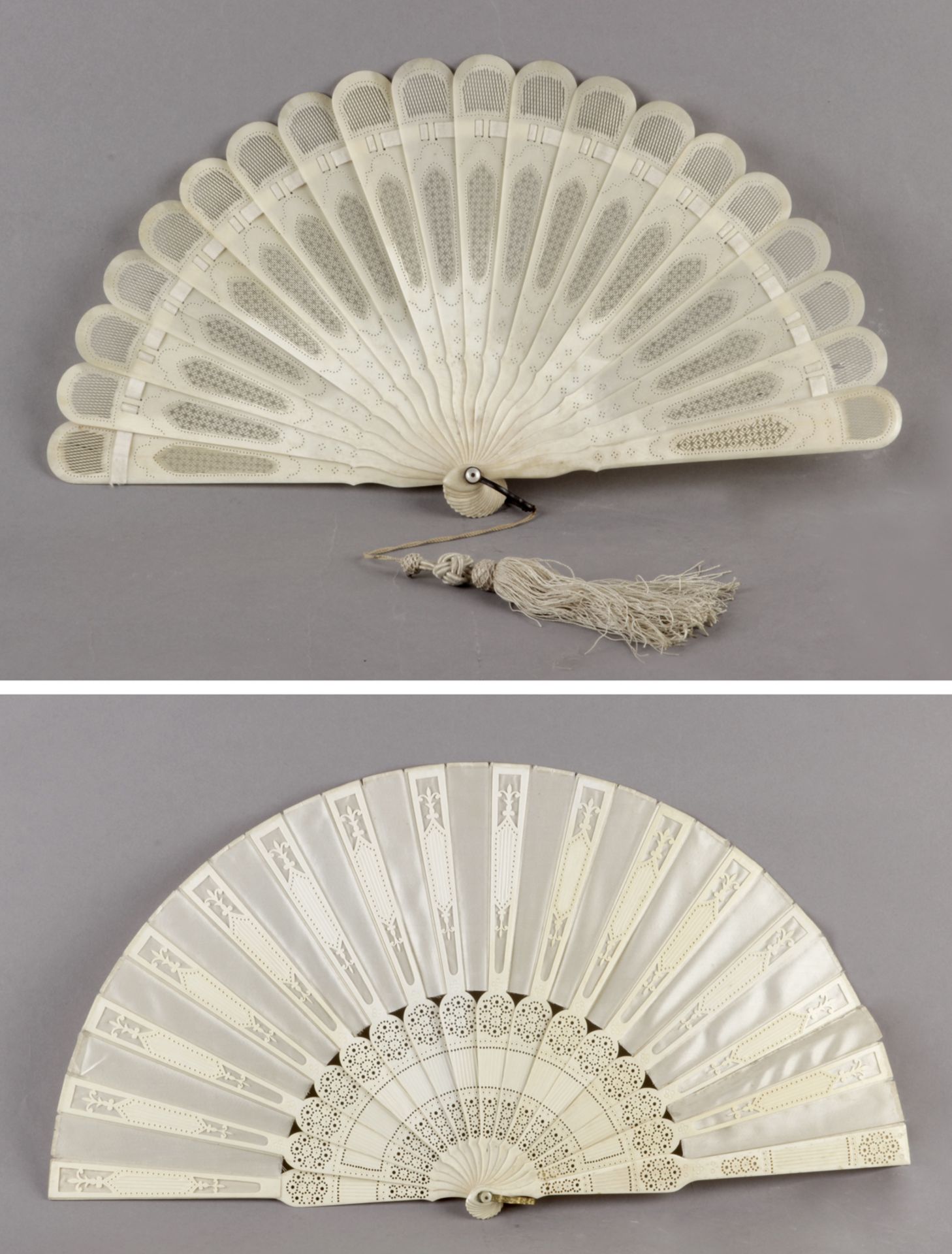 A pair of carved bone 'Baraja' fans from the first quarter of 20th century