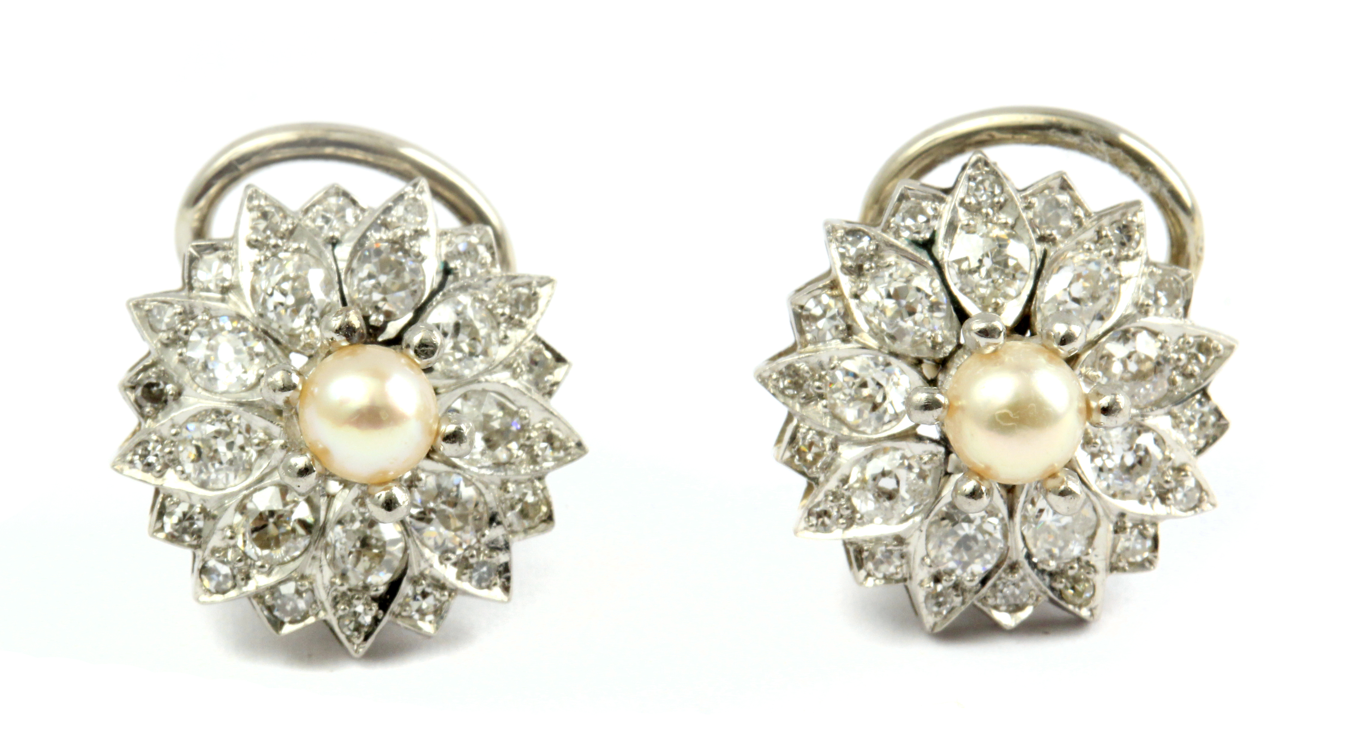 A pair of freshwater pearl cluster earrings