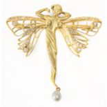 A 20th century Masriera style nymph shaped brooch pin