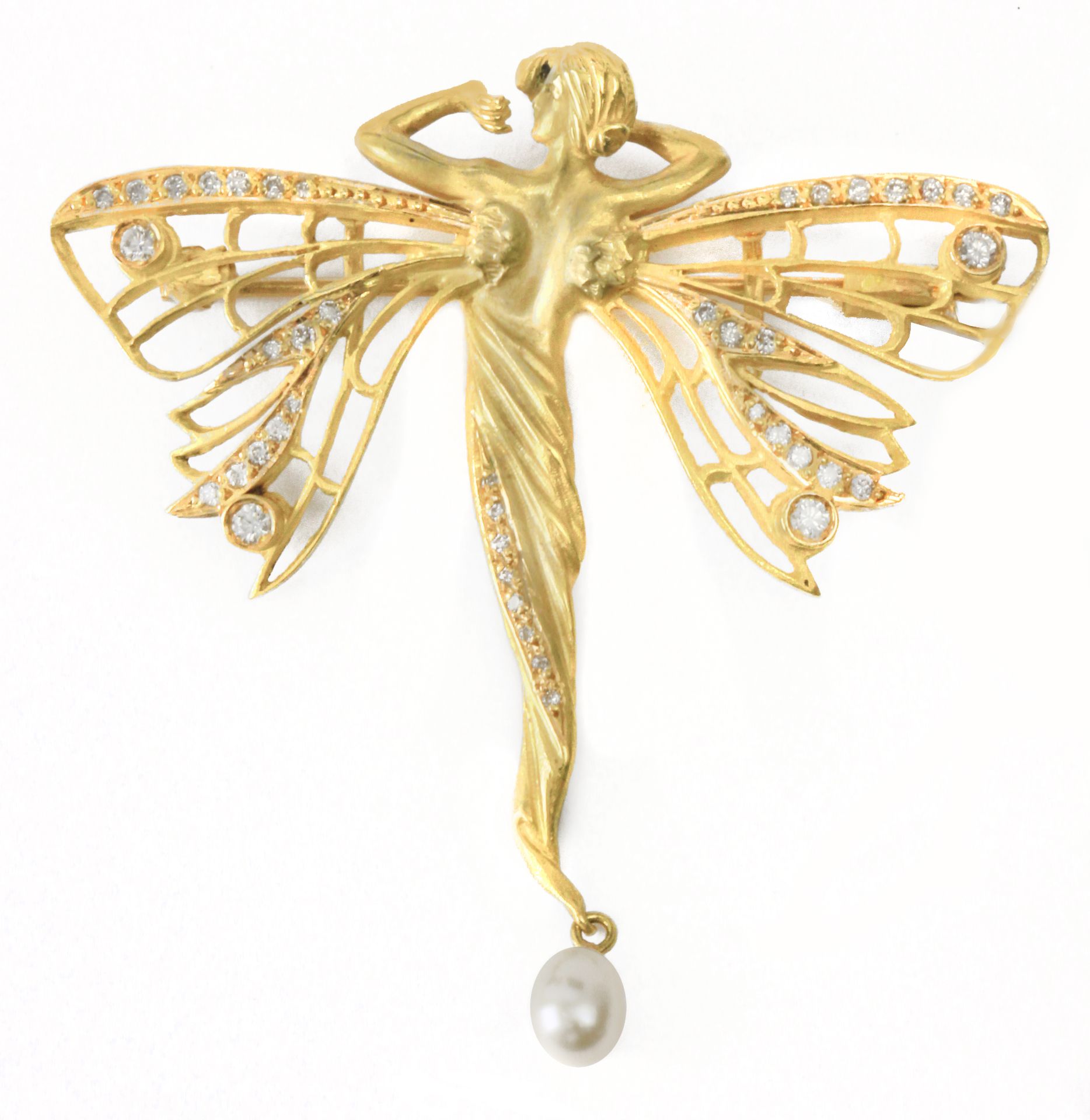 A 20th century Masriera style nymph shaped brooch pin