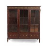 A mahogany and oak wood Louis XVI glass cabinet circa 1900