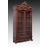 Early 20th century modernist mahogany glass cabinet