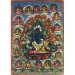 A 19th century Tibetan tanka depicting Mahakala