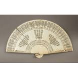 A 19th century European carved ivory fan