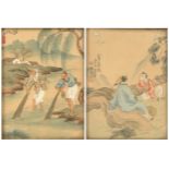 A pair of early 20th century Chinese paintings on silk
