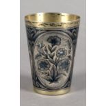 Second half of 20th century Russian silver and niello vodka shot glass