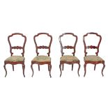 Set of four 19th century Isabelino mahogany chairs