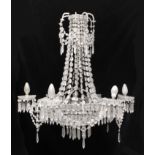 A 19th century Empire style bronze and glass chandelier