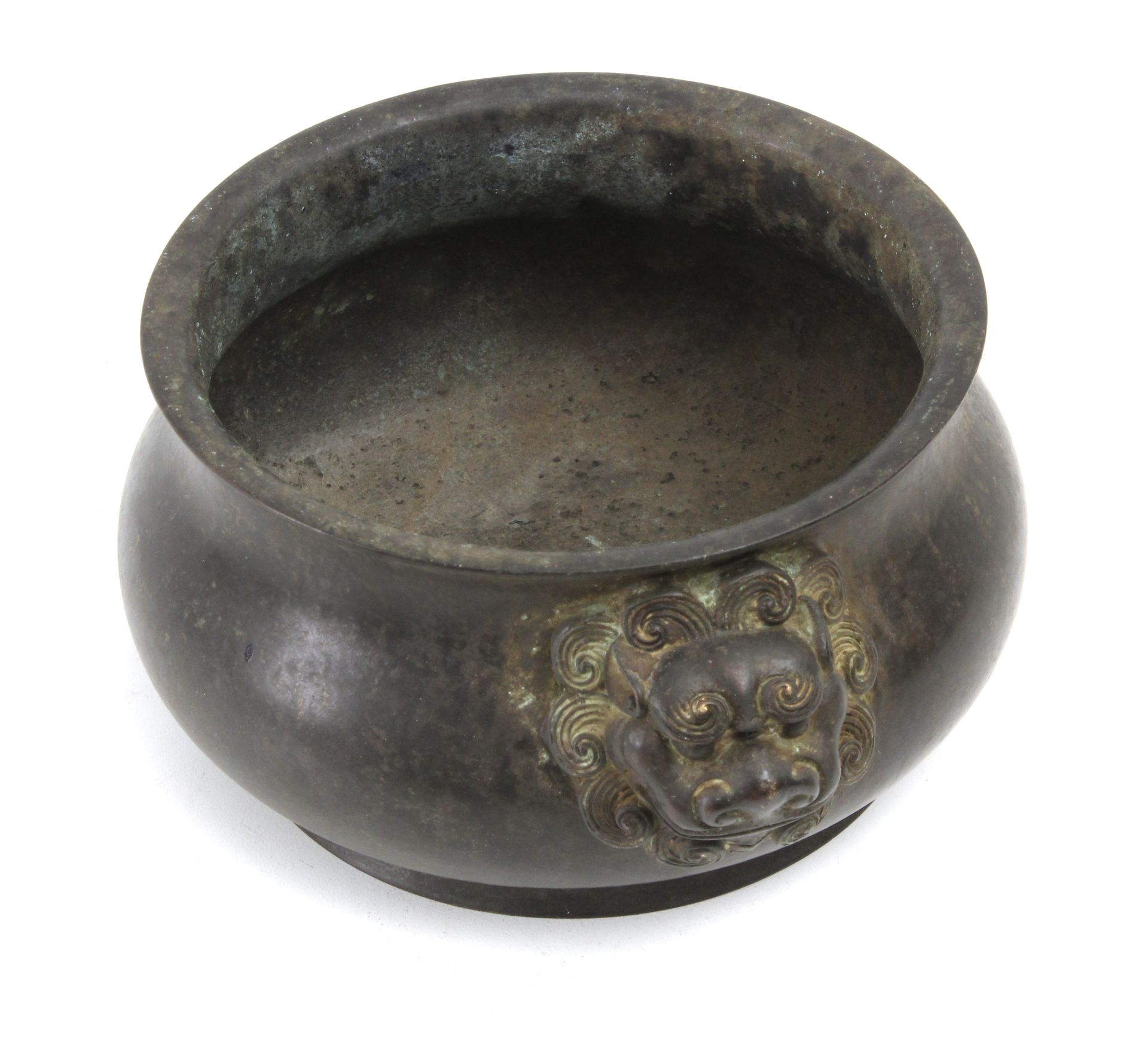 A 20th century bronze cauldron