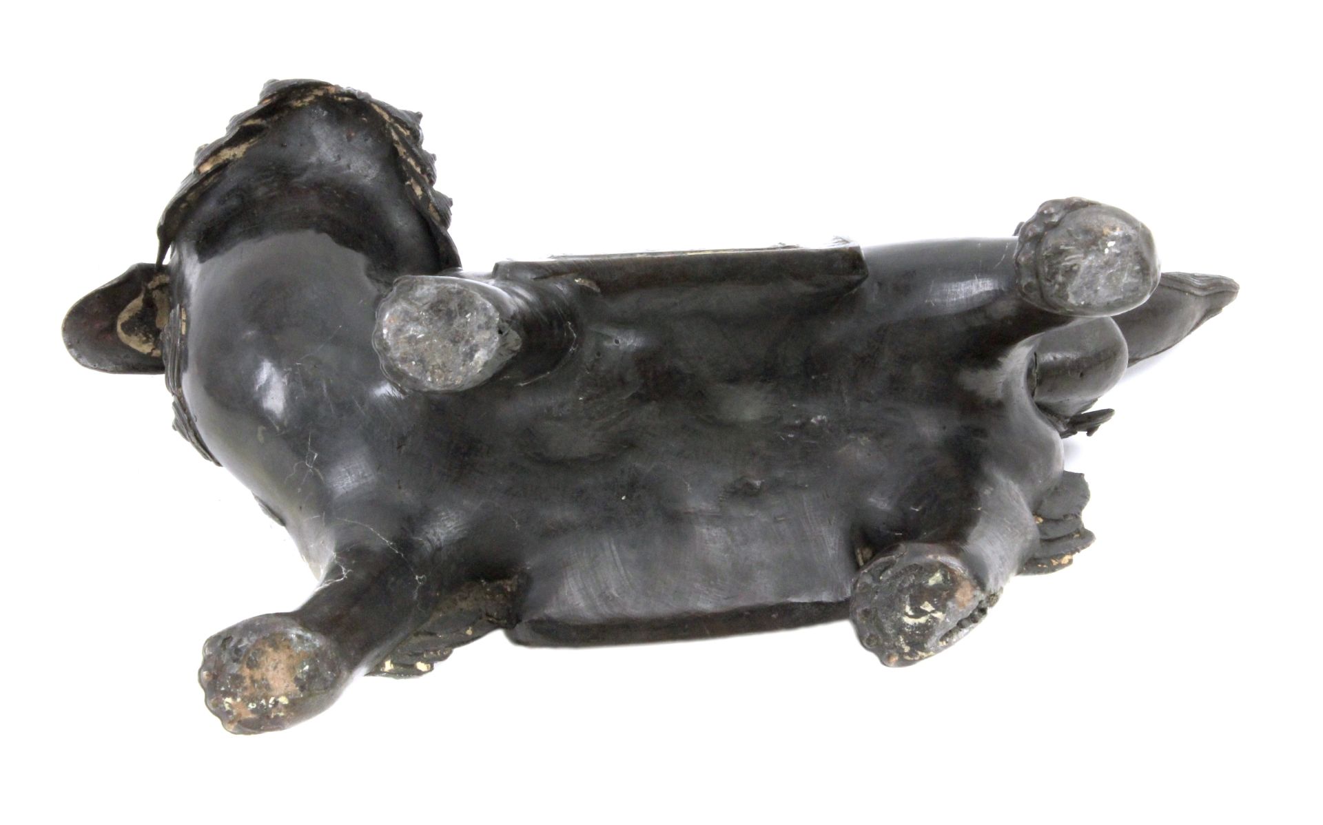 A 19th century Chinese school. A bronze and cloisonné enamel figure of a Fu dog - Image 4 of 4